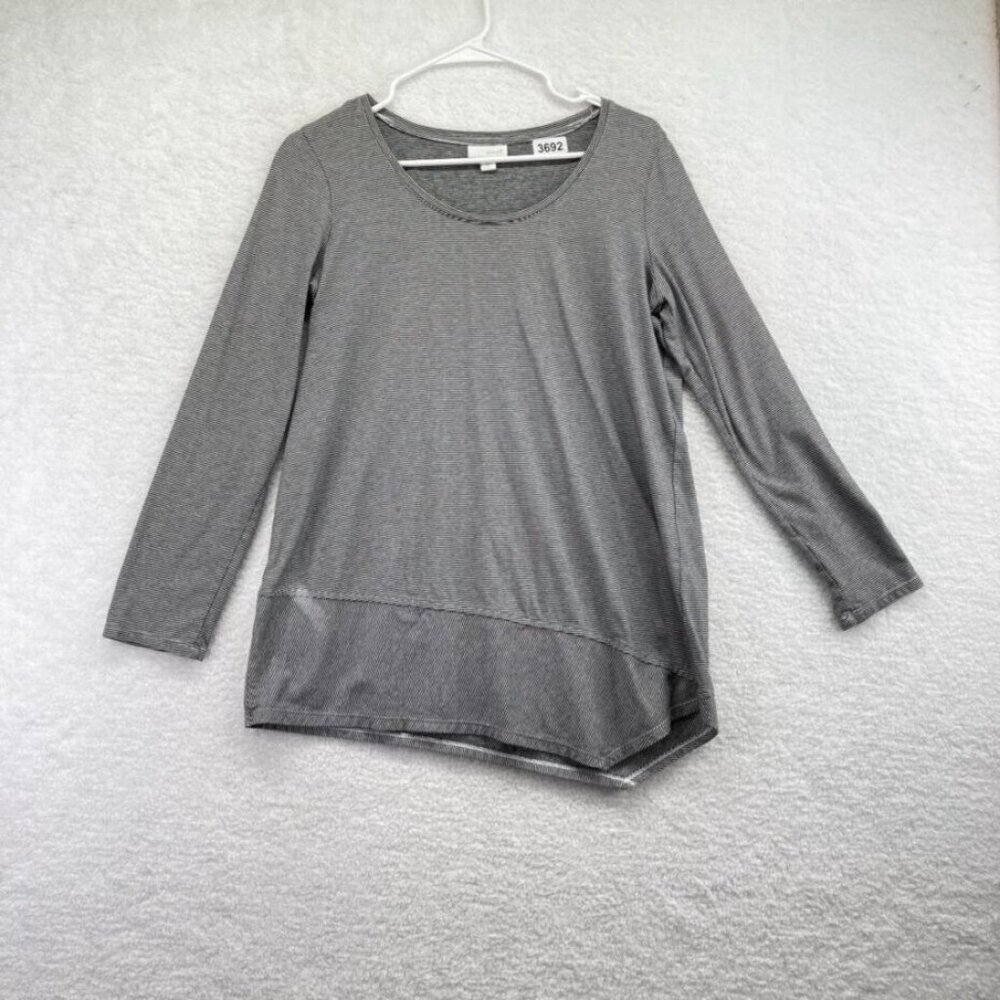 Pure Jill Womens Tunic Top Size Small Asymmetric Hem Black White Stripe